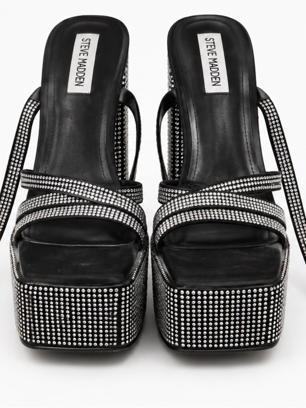 Steve Madden Black Rhinestone Platform Heels